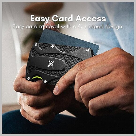 Mens Wallet, Slim Tactical Wallet with Money Clip, Classics - Black - Picture 5 of 9